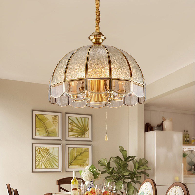 Art Deco Copper Mosaic Glass Chandelier for Dining Room Lighting