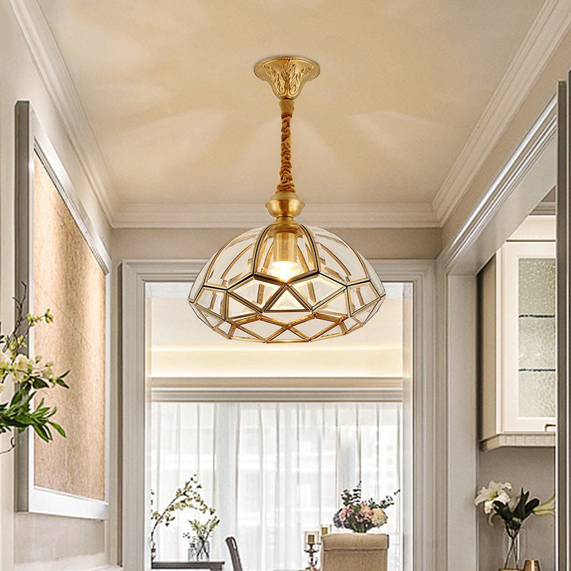 Art Deco Copper Mosaic Glass Chandelier for Dining Room Lighting