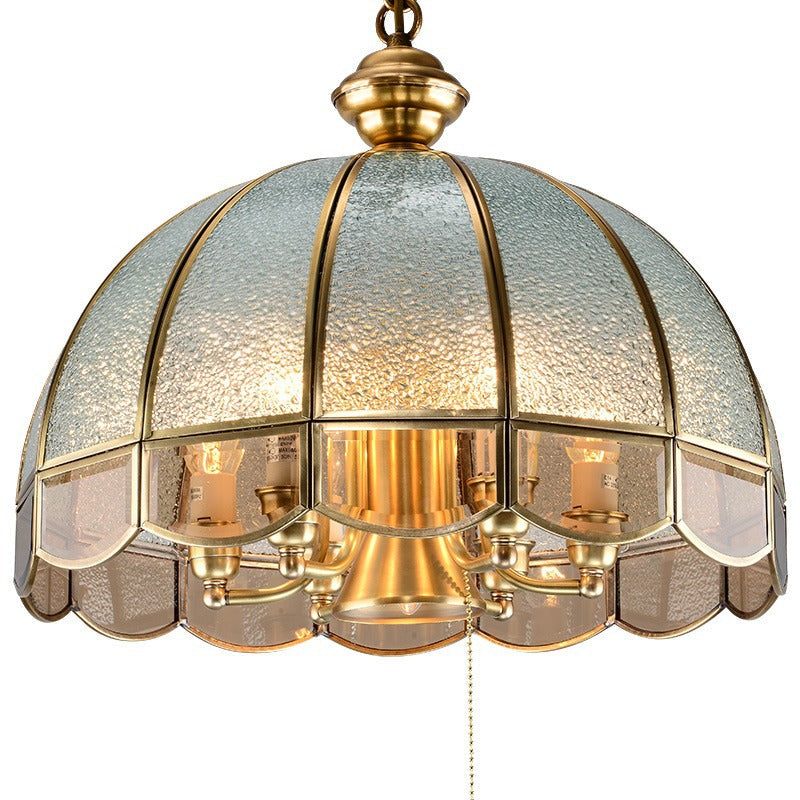 Art Deco Copper Mosaic Glass Chandelier for Dining Room Lighting