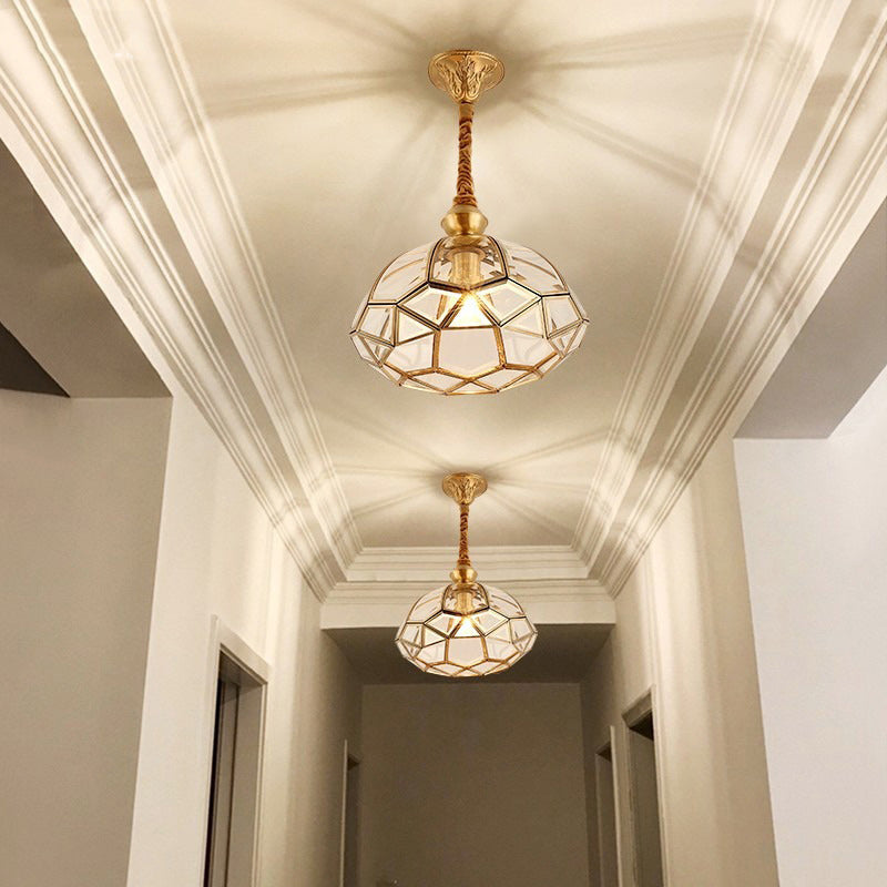 Art Deco Copper Mosaic Glass Chandelier for Dining Room Lighting