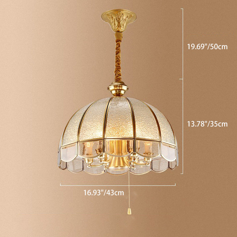 Art Deco Copper Mosaic Glass Chandelier for Dining Room Lighting