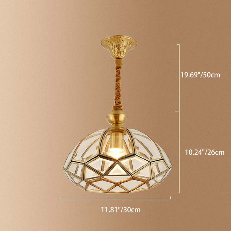 Art Deco Copper Mosaic Glass Chandelier for Dining Room Lighting