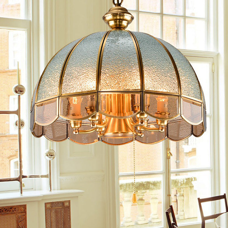 Art Deco Copper Mosaic Glass Chandelier for Dining Room Lighting