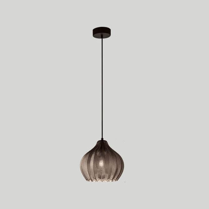 Nordic Textured Wavy Clear Glass Barrel Pendant Light for Bedroom Dining