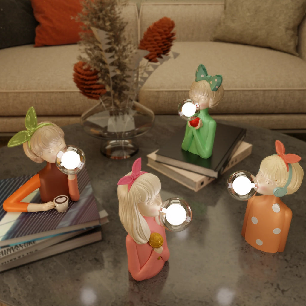 Chic Pink Bubble Glass Table Lamps for Bedroom and Living Room Decor
