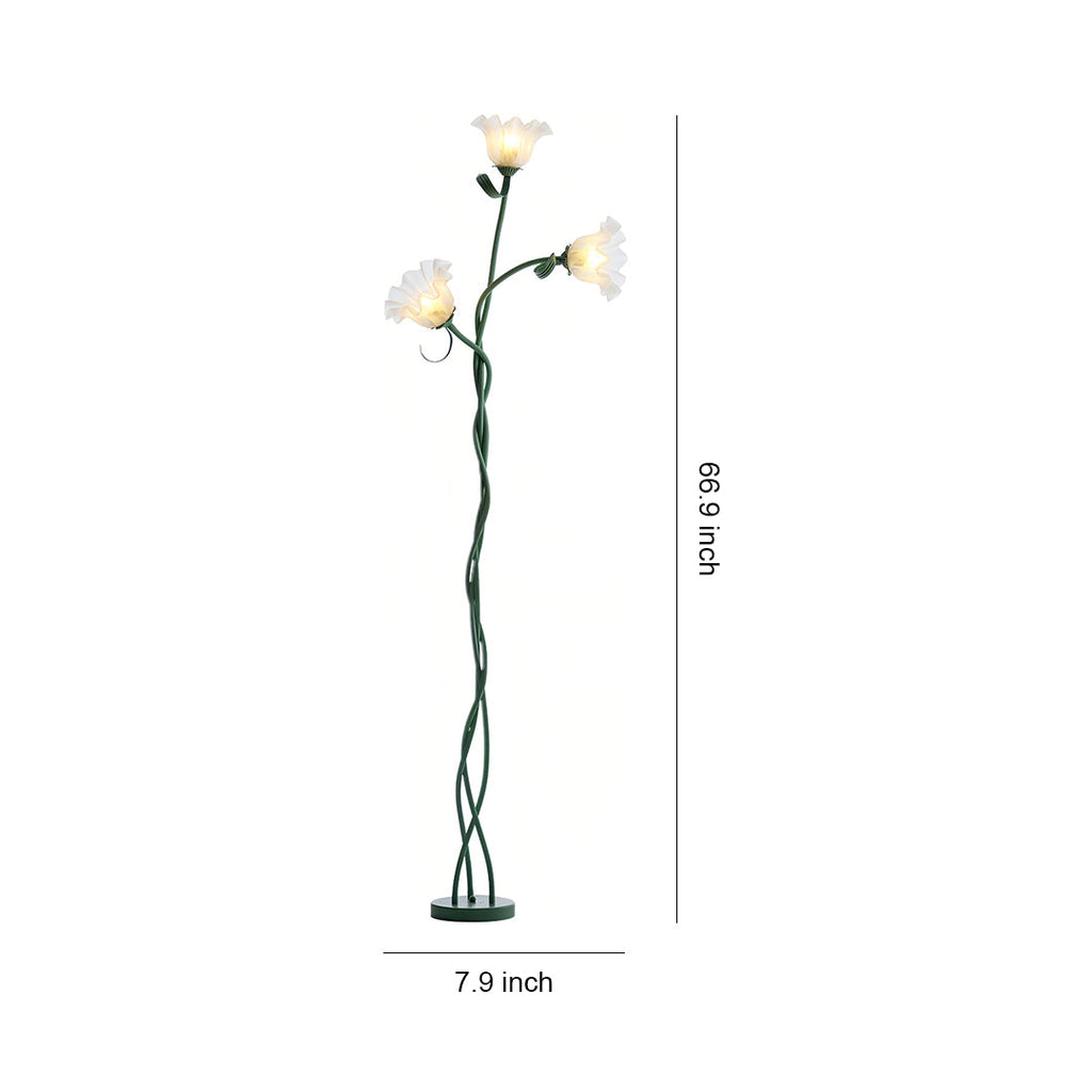 Artistic Green Iron Flower Floor Lamp for French Country Living Room