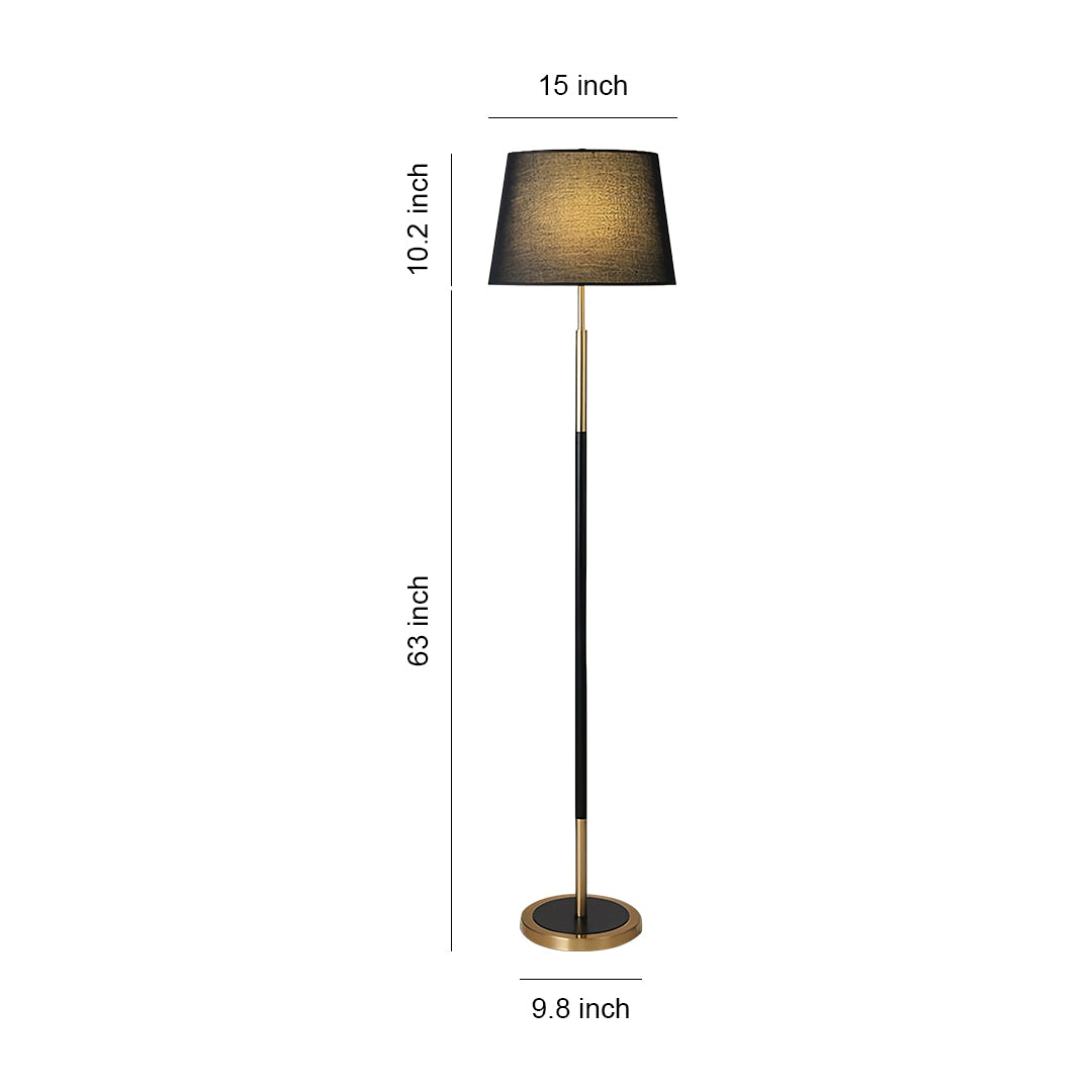 Rustic Vintage Wrought Iron Floor Lamp with Fabric Shade for Living Room