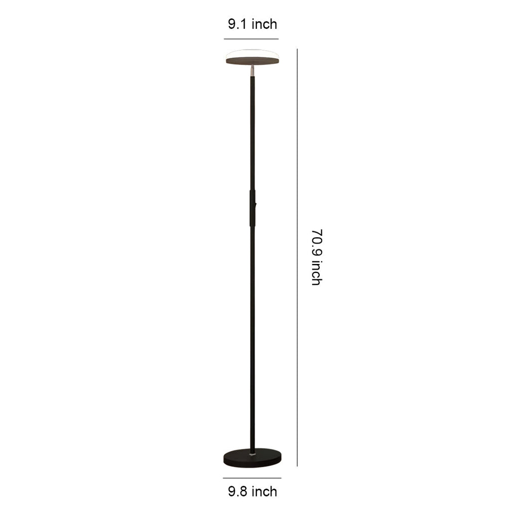 Modern Brass Uplight Floor Lamp with White Shade for Cozy Reading Nook