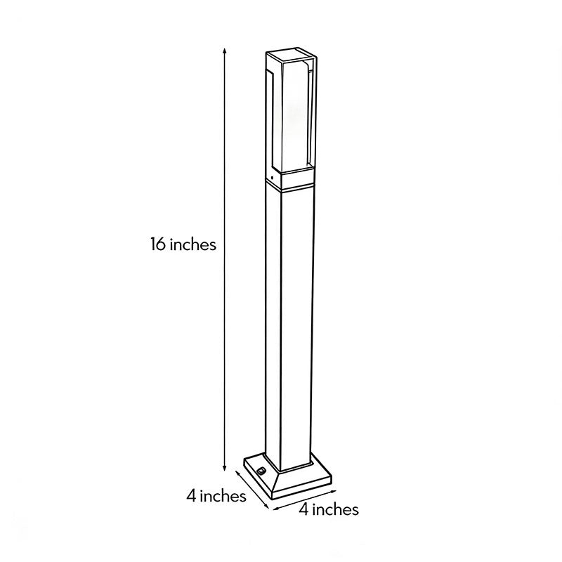 Sleek Black Aluminum Cubic LED Bollard Light for Outdoor Pathway Lighting