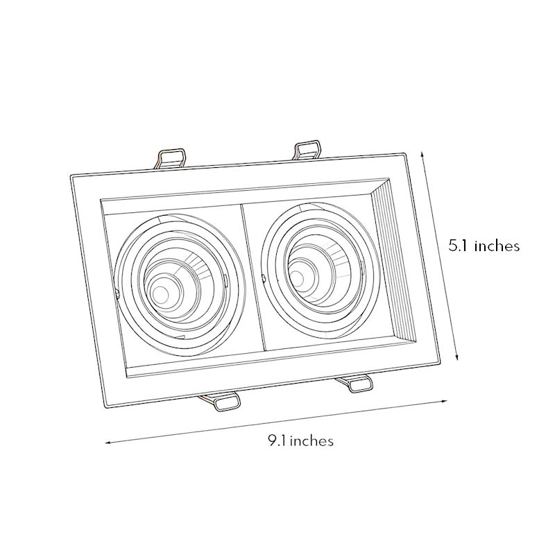 Modern Adjustable Rectangular Recessed Spotlight Fixture for Ceiling Lighting