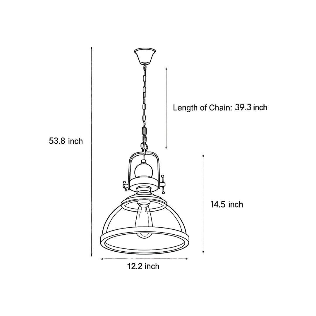 Vintage Clear Glass Pendant Light Fixture for Industrial Dining Room