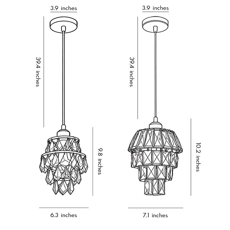 Modern Silver Crystal Mini Pendant Light Fixture for Dining Room Ceiling