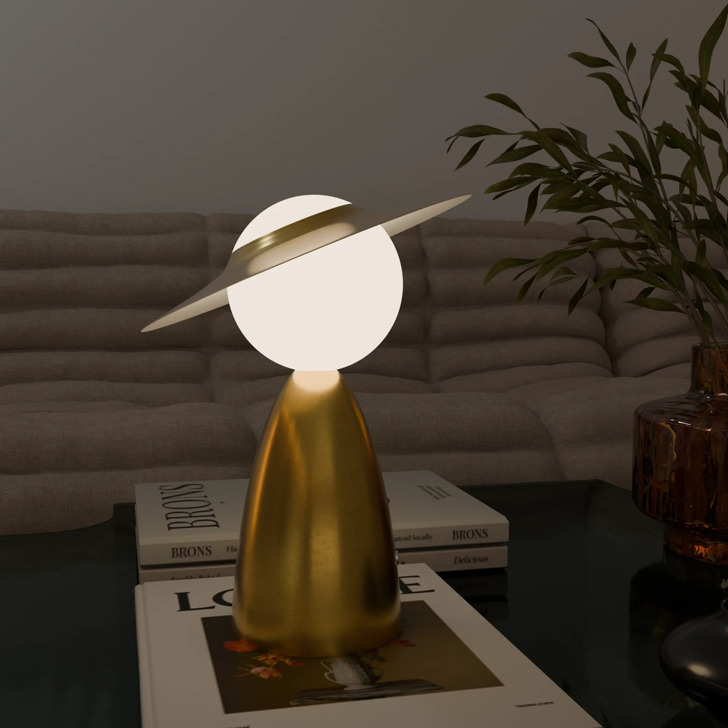 Elegant Gold Metal Table Lamp with White Shade for Living Room Décor