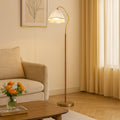 Elegant Japanese Vintage Flower Design Solid Wood Floor Lamp for Living Room