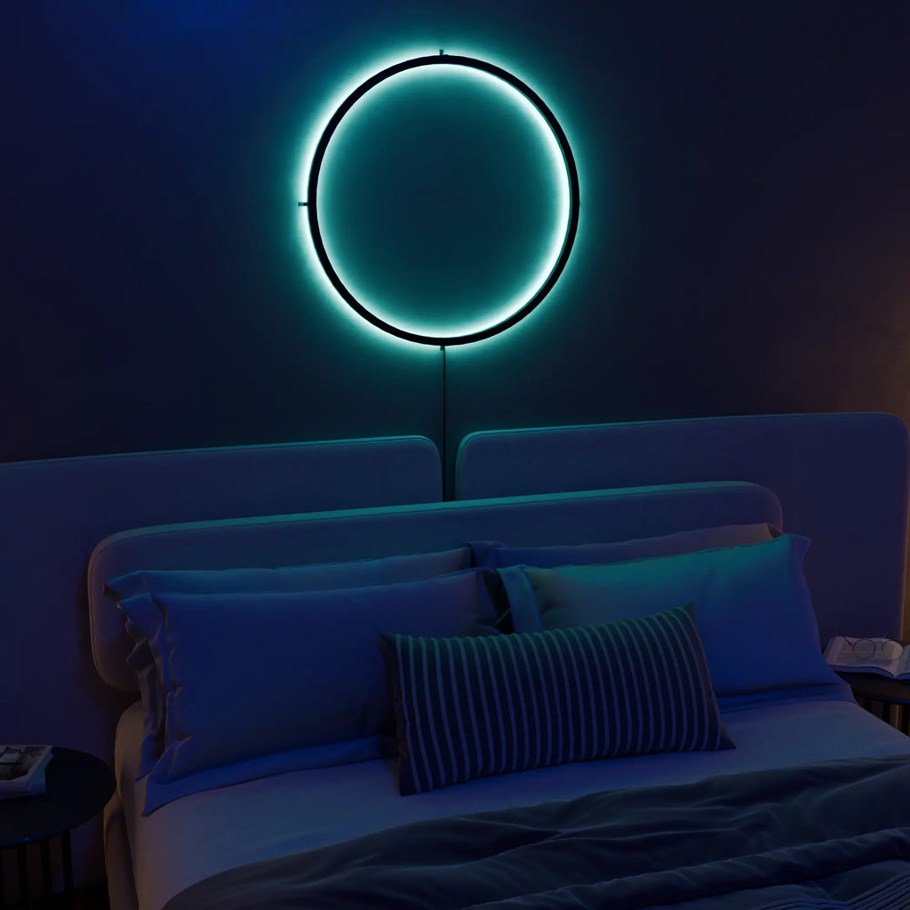 Elegant White AuraRing Smart LED Wall Lamp for Modern Living Spaces