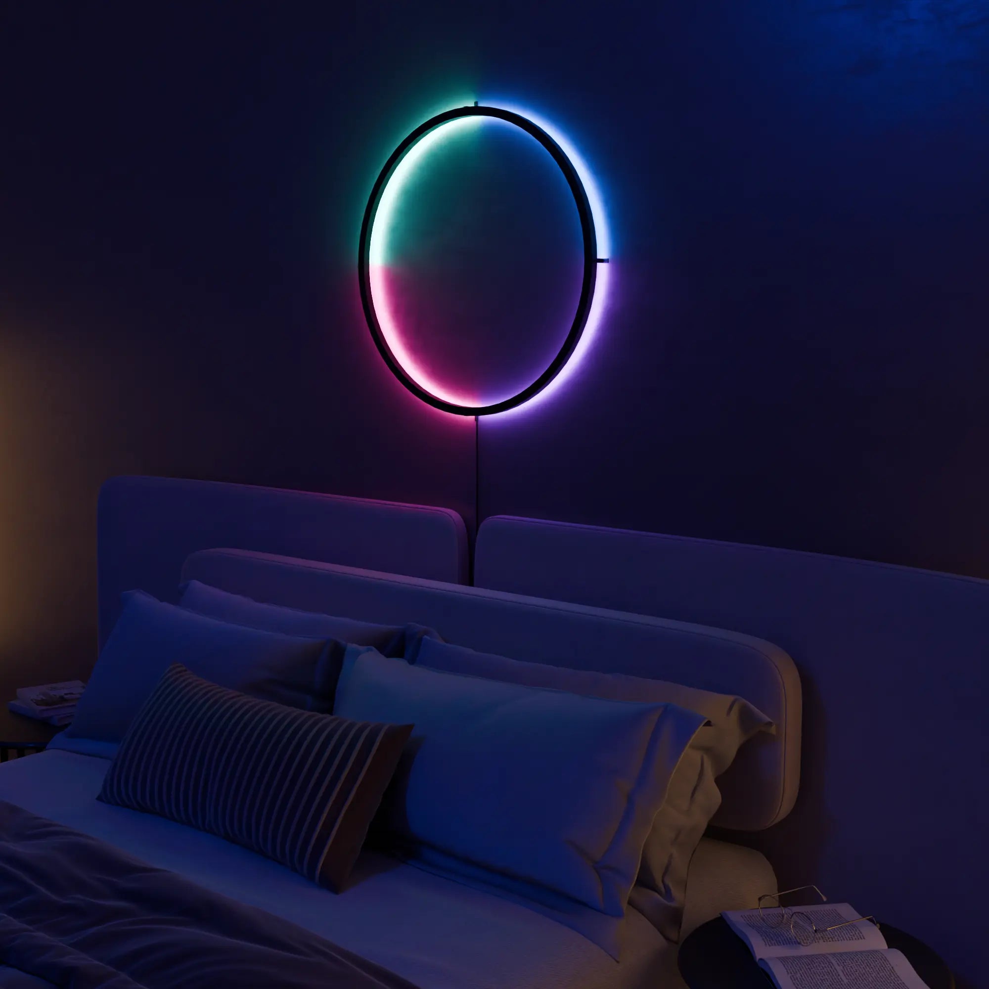 Modern White LED Aura Ring Wall Lamp for Bedroom and Living Room Decor