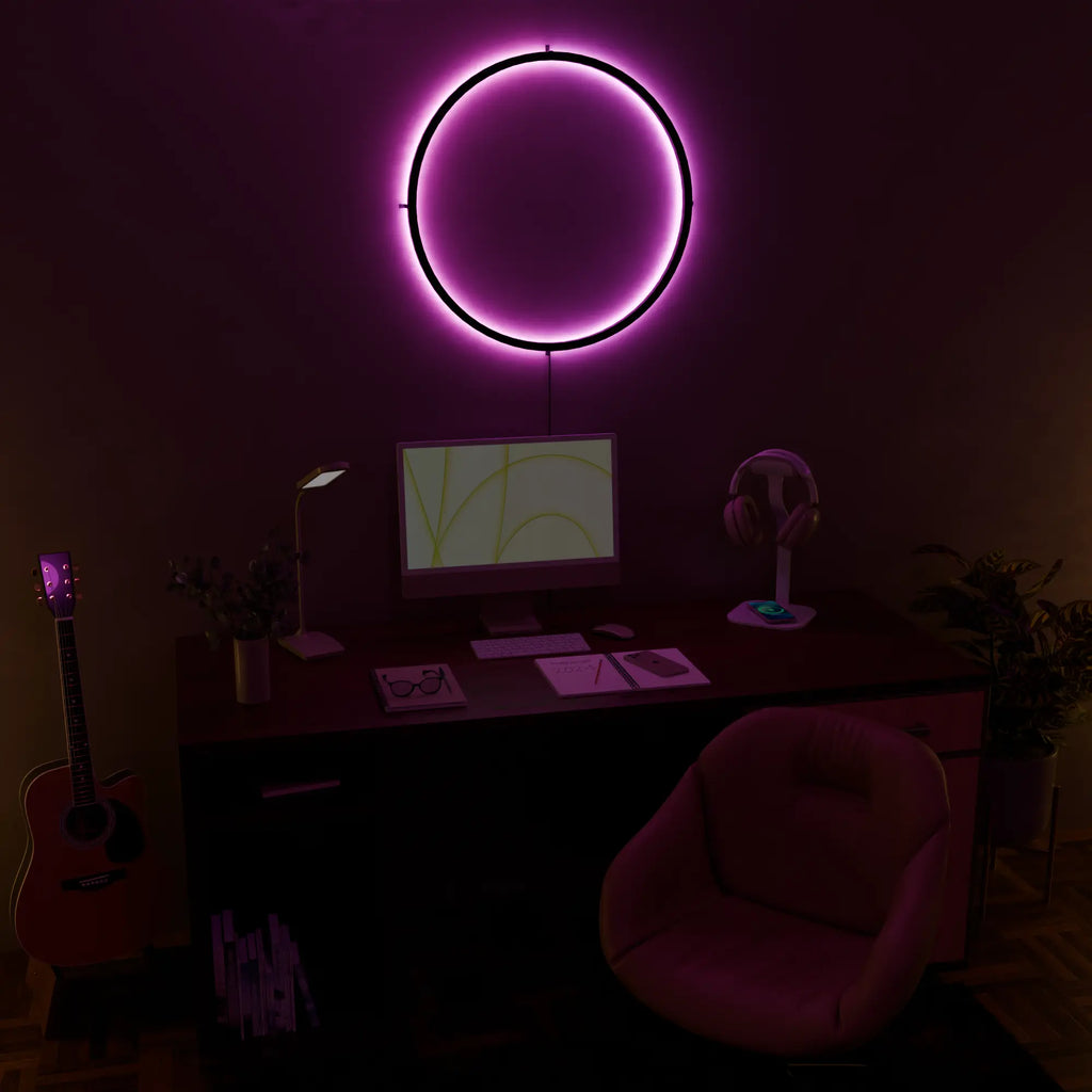 Elegant White AuraRing Smart LED Wall Lamp for Modern Living Spaces