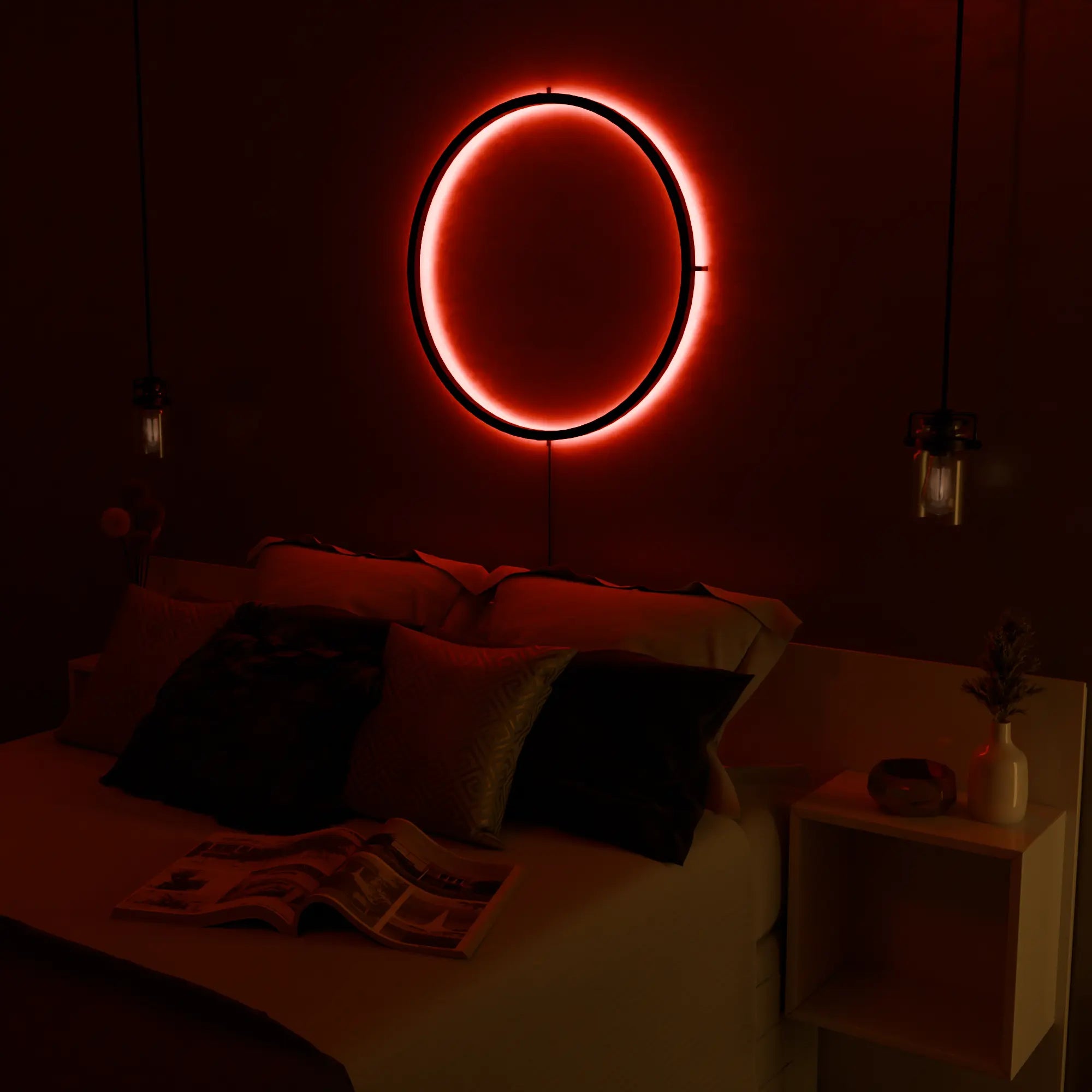Elegant White AuraRing Smart LED Wall Lamp for Modern Living Spaces