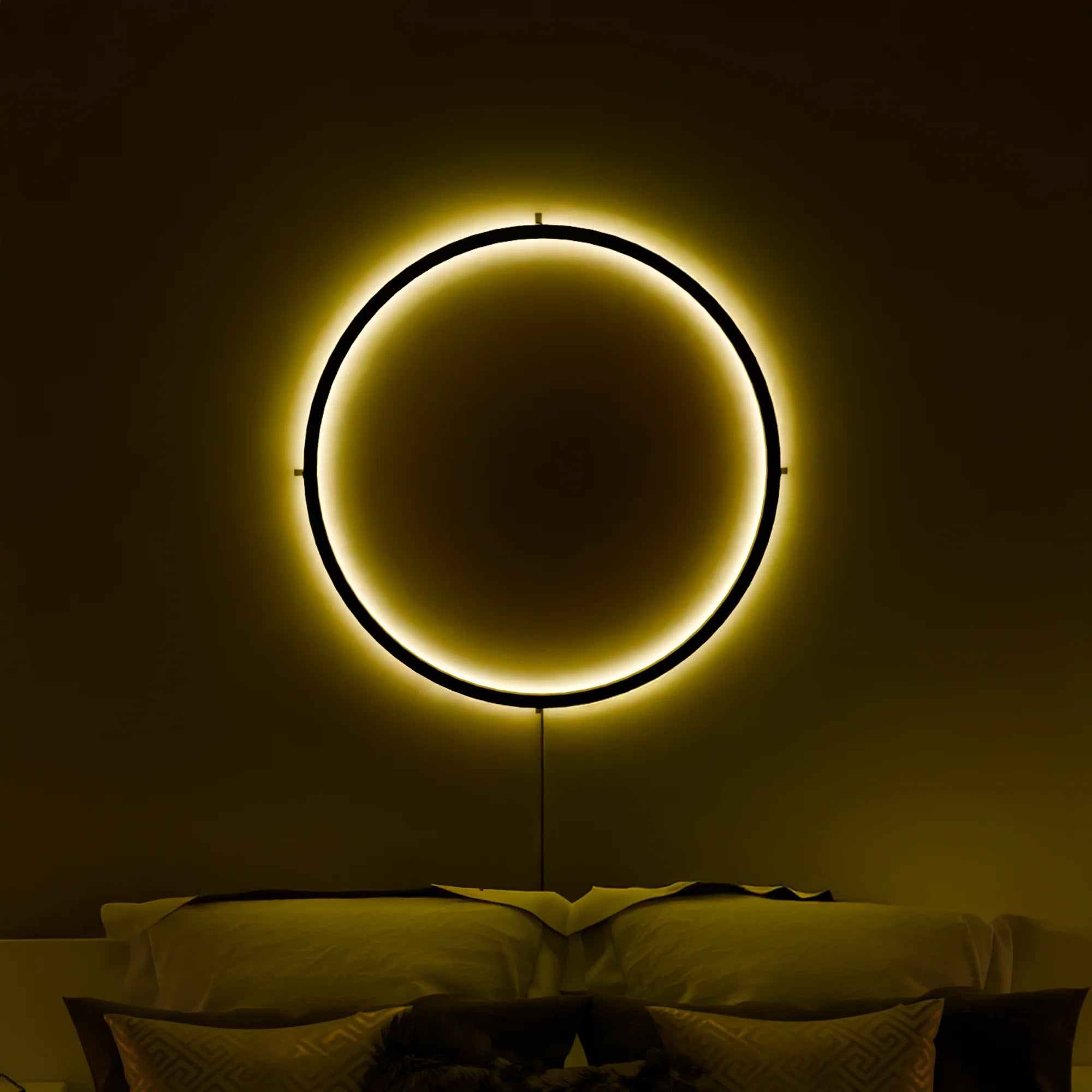 Elegant White AuraRing Smart LED Wall Lamp for Modern Living Spaces
