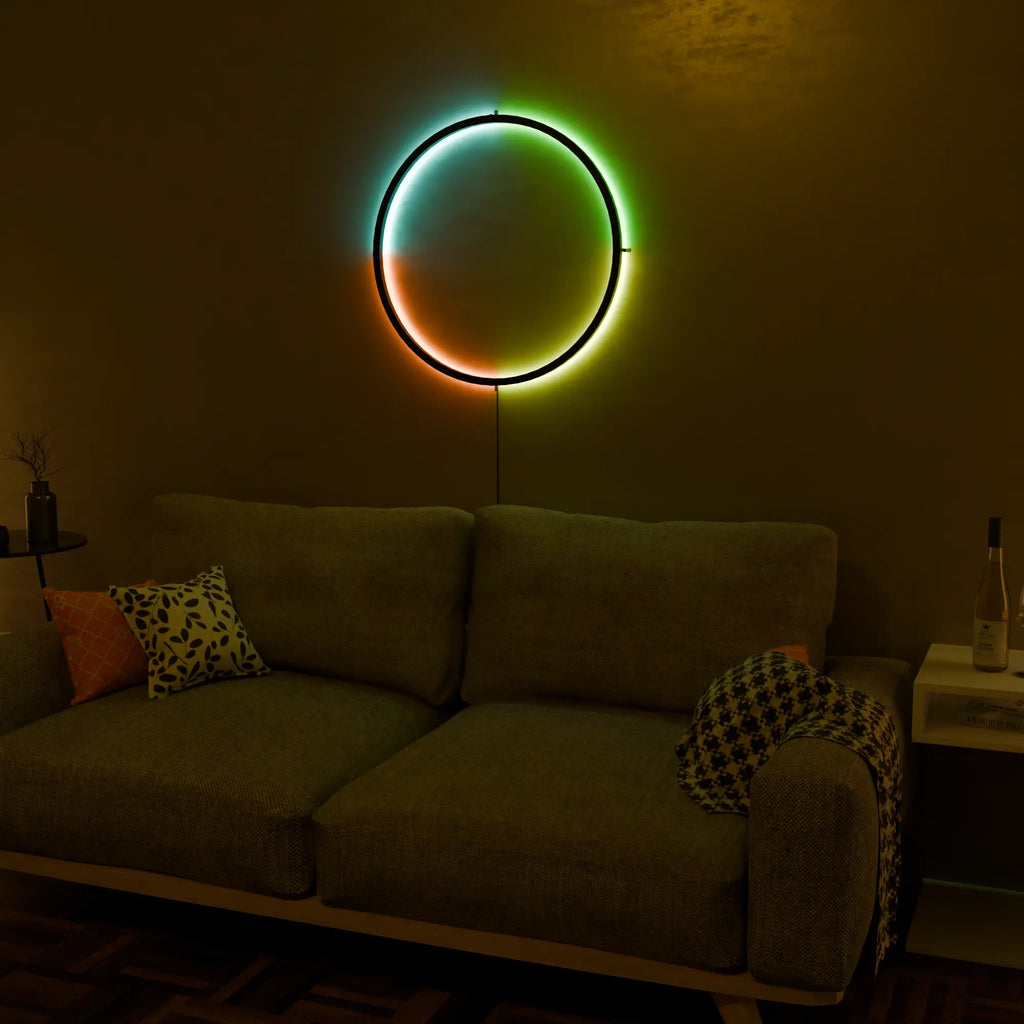 Elegant White AuraRing Smart LED Wall Lamp for Modern Living Spaces