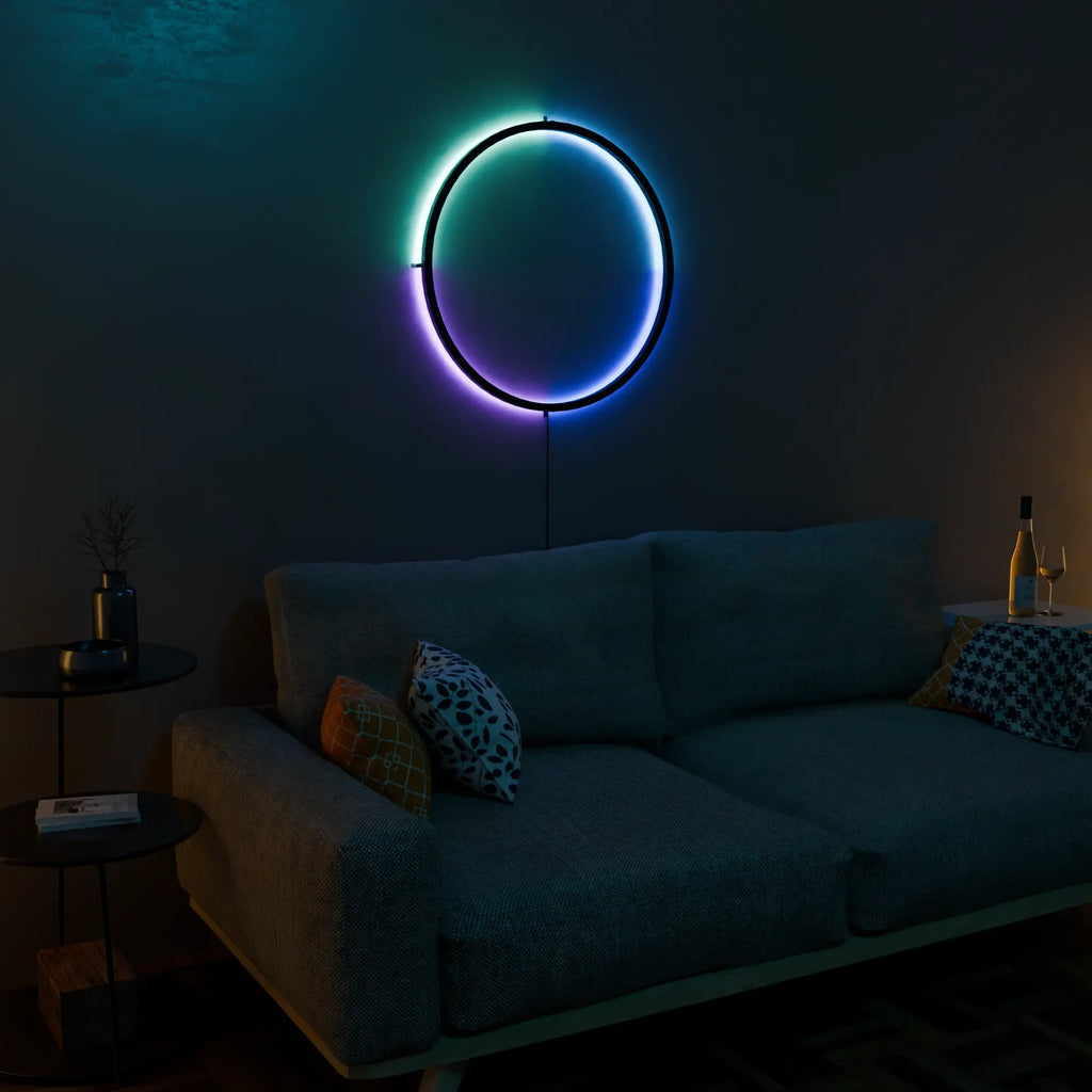 Elegant White AuraRing Smart LED Wall Lamp for Modern Living Spaces
