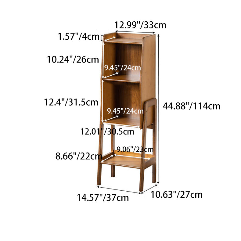 Elegant Traditional Square Bamboo Bookshelves, 3/4/5 Tier for Living Room