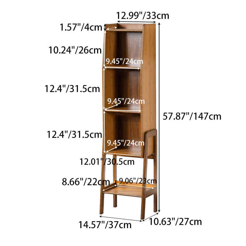 Elegant Traditional Square Bamboo Bookshelves, 3/4/5 Tier for Living Room