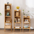 Elegant Traditional Square Bamboo Bookshelves, 3/4/5 Tier for Living Room