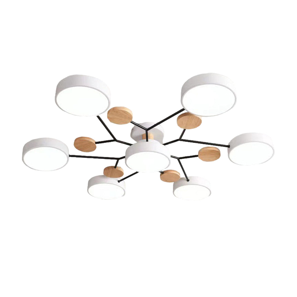 Sputnik Style Metal & Wood Chandelier Ceiling Light for Kids' Room