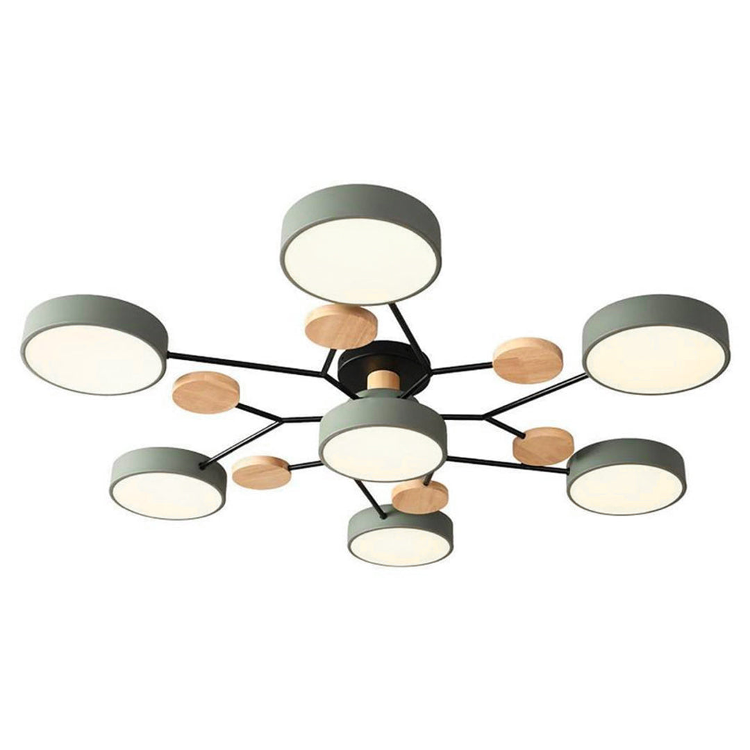 Sputnik Style Metal & Wood Chandelier Ceiling Light for Kids' Room