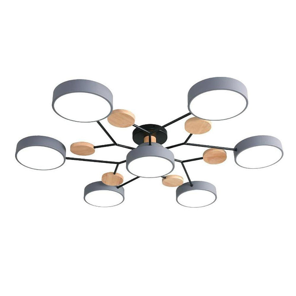 Sputnik Style Metal & Wood Chandelier Ceiling Light for Kids' Room