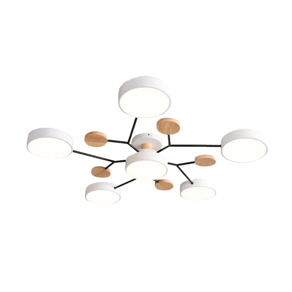 Sputnik Style Metal & Wood Chandelier Ceiling Light for Kids' Room