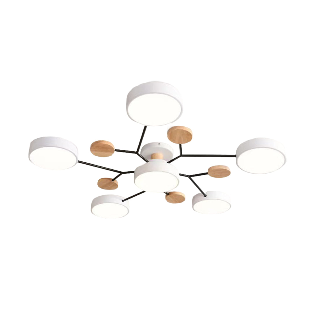 Sputnik Style Metal & Wood Chandelier Ceiling Light for Kids' Room