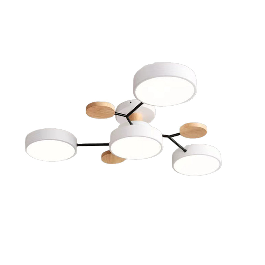 Sputnik Style Metal & Wood Chandelier Ceiling Light for Kids' Room