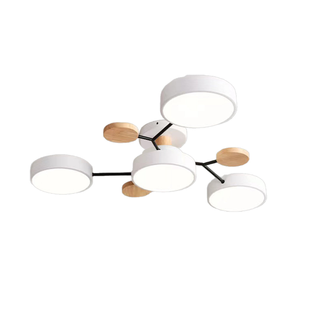Sputnik Style Metal & Wood Chandelier Ceiling Light for Kids' Room