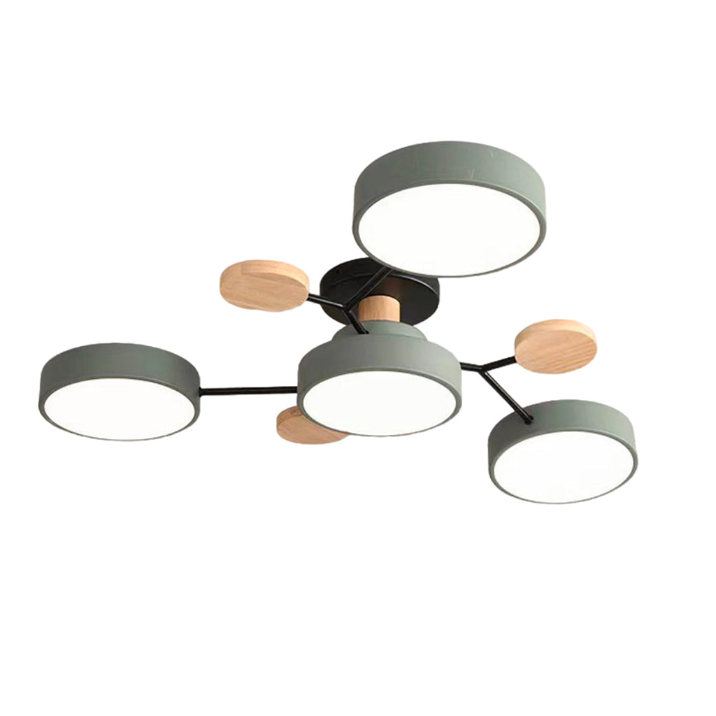 Sputnik Style Metal & Wood Chandelier Ceiling Light for Kids' Room