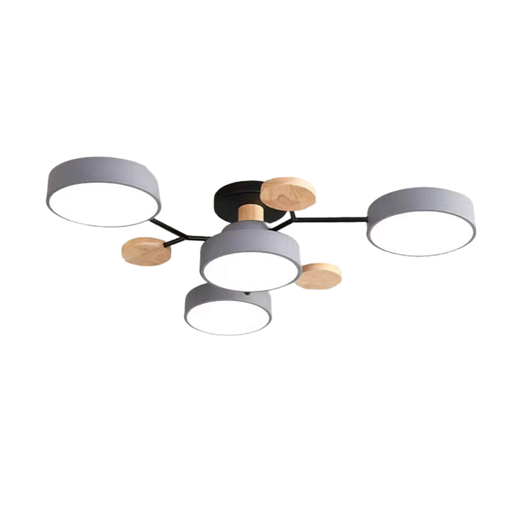 Sputnik Style Metal & Wood Chandelier Ceiling Light for Kids' Room