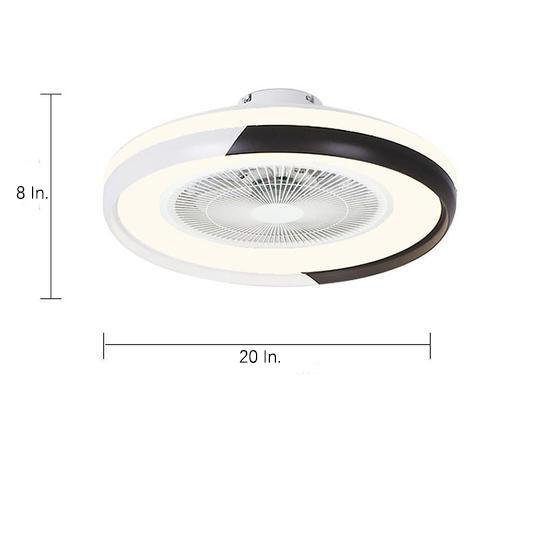 Modern White Circular LED Dimmable Bladeless Ceiling Fan with Light Remote for Living Room