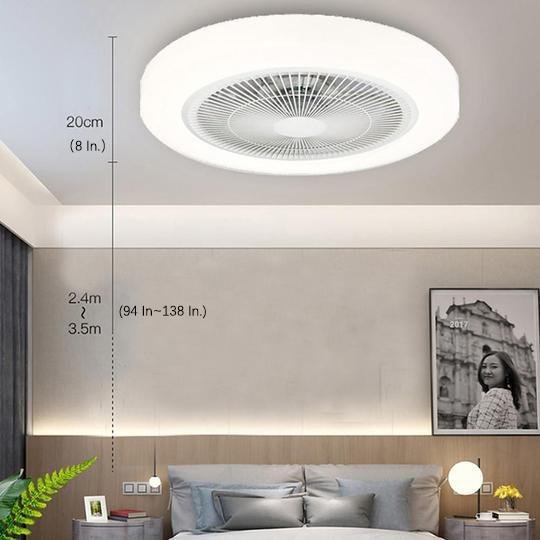 Modern White Bladeless LED Ceiling Fan Light for Living Room Decor