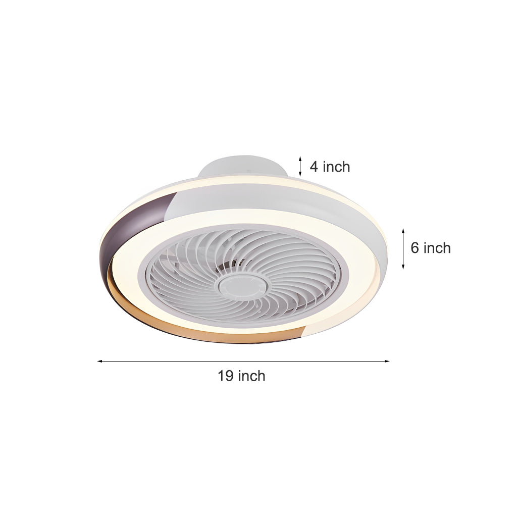 Contemporary White Bladeless LED Ceiling Fan with Dimmer for Bedroom