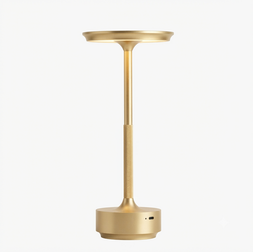 Modern Cordless Table Lamp for Restaurant and Bar – Rechargeable LED Desk Light – Dimmable Touch Control – Brushed Aluminum Metal – Hotel Lighting
