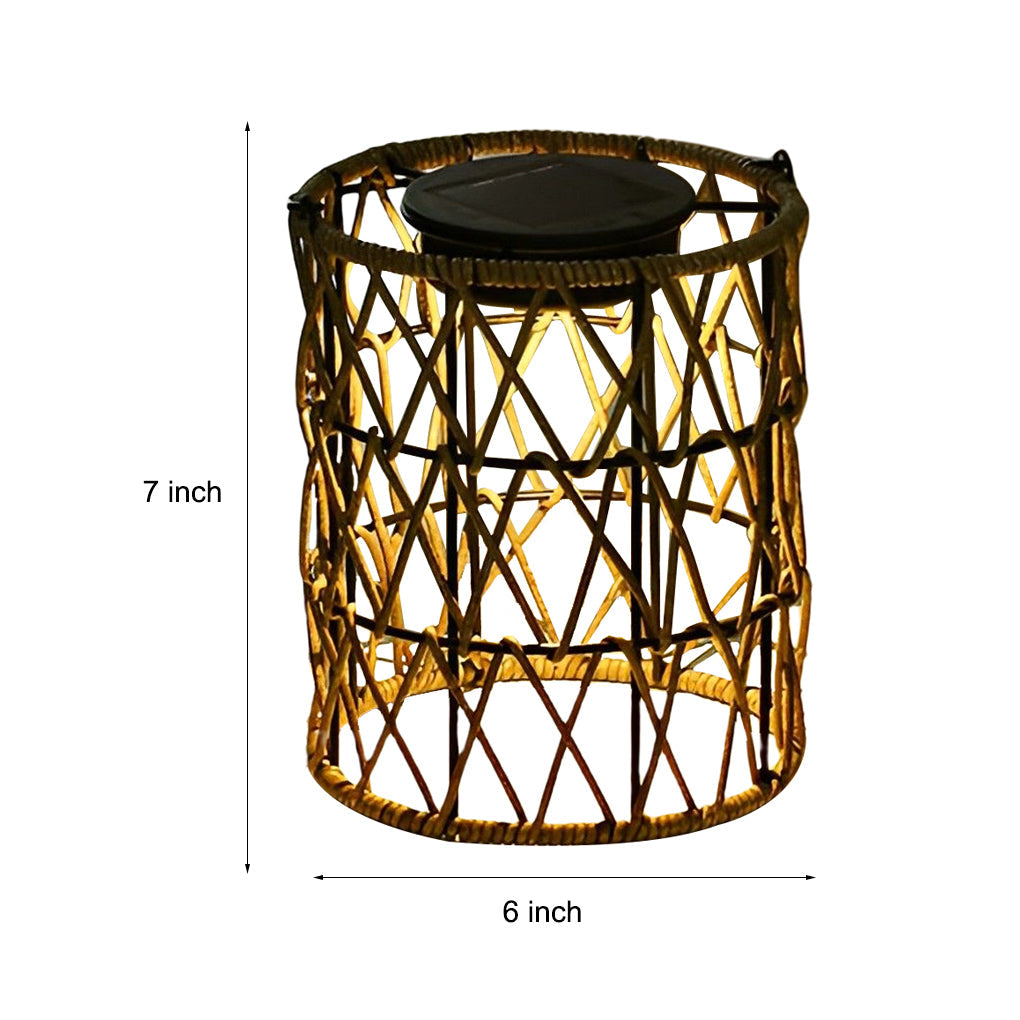 Waterproof Rattan Solar Garden Lantern Light for Outdoor Patio Décor