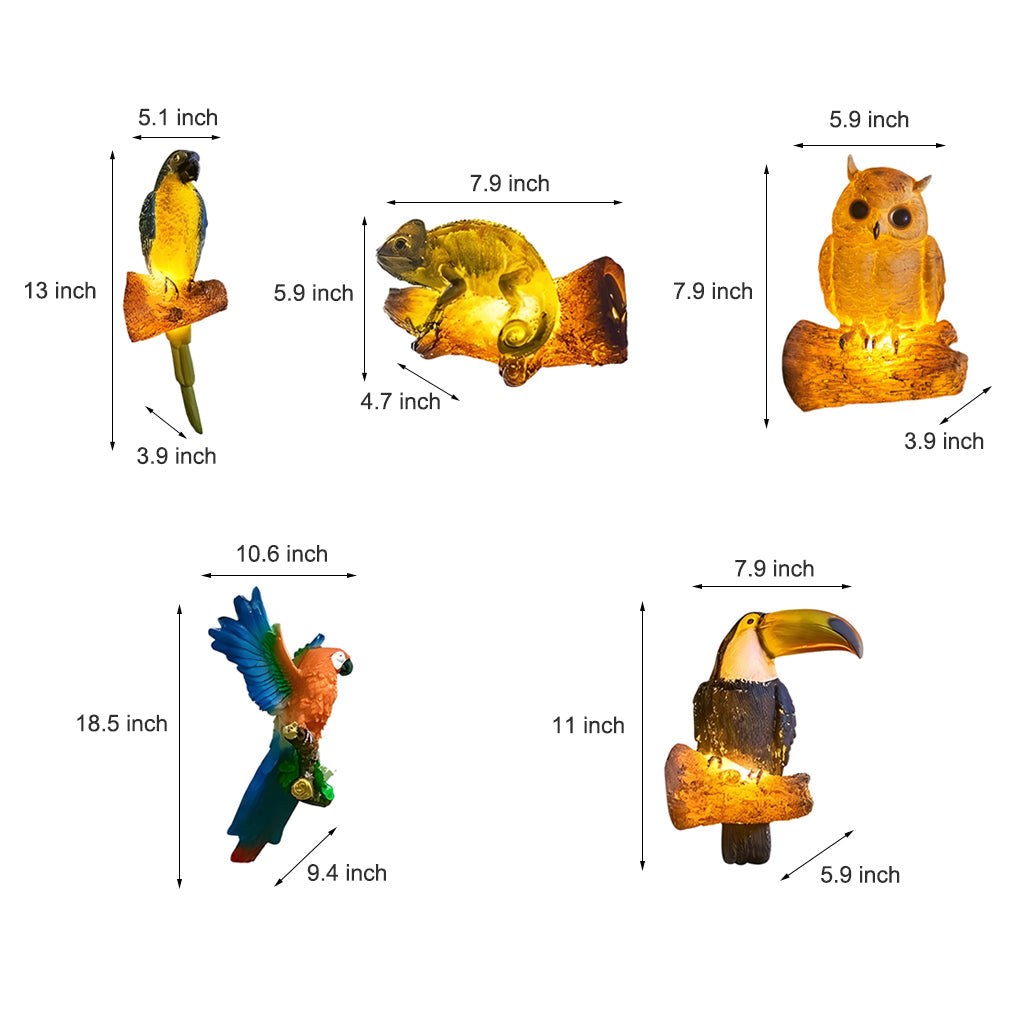 Colorful Resin Parrot Design 24V Waterproof LED Outdoor Garden Light
