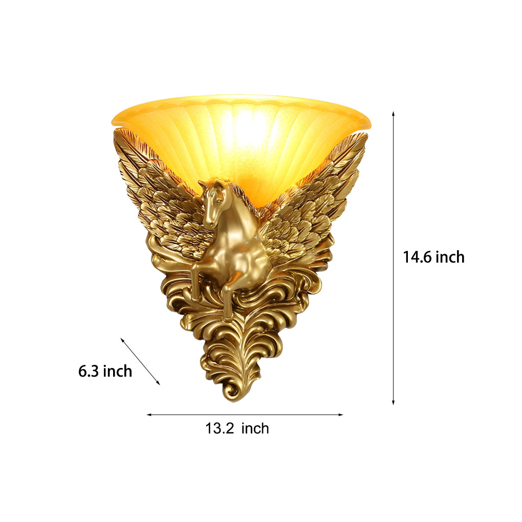 Elegant White Resin Horse Head Decorative Wall Sconces for Living Room