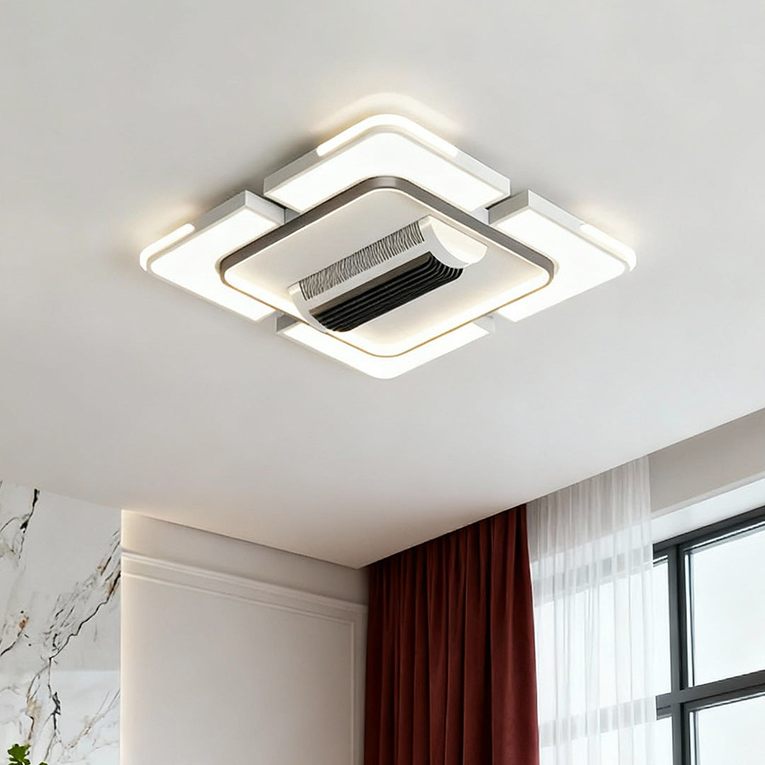Modern Bladeless LED Ceiling Fan with Light, White for Living Room