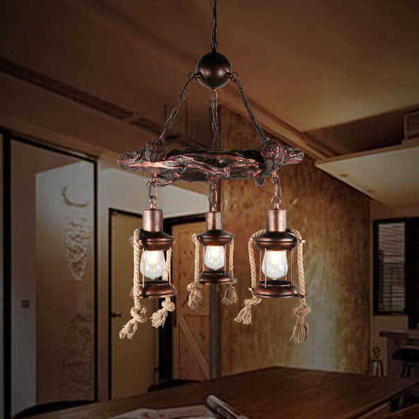 Rustic Vintage Nautical Metal Lantern Chandelier for Dining Room Decor