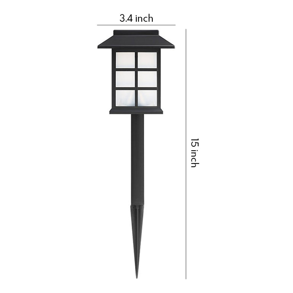 Modern Black LED Square Pavilion Solar Garden Stake Lights for Outdoors