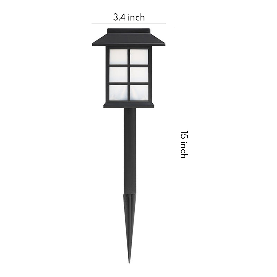 Modern Black LED Square Pavilion Solar Garden Stake Lights for Outdoors