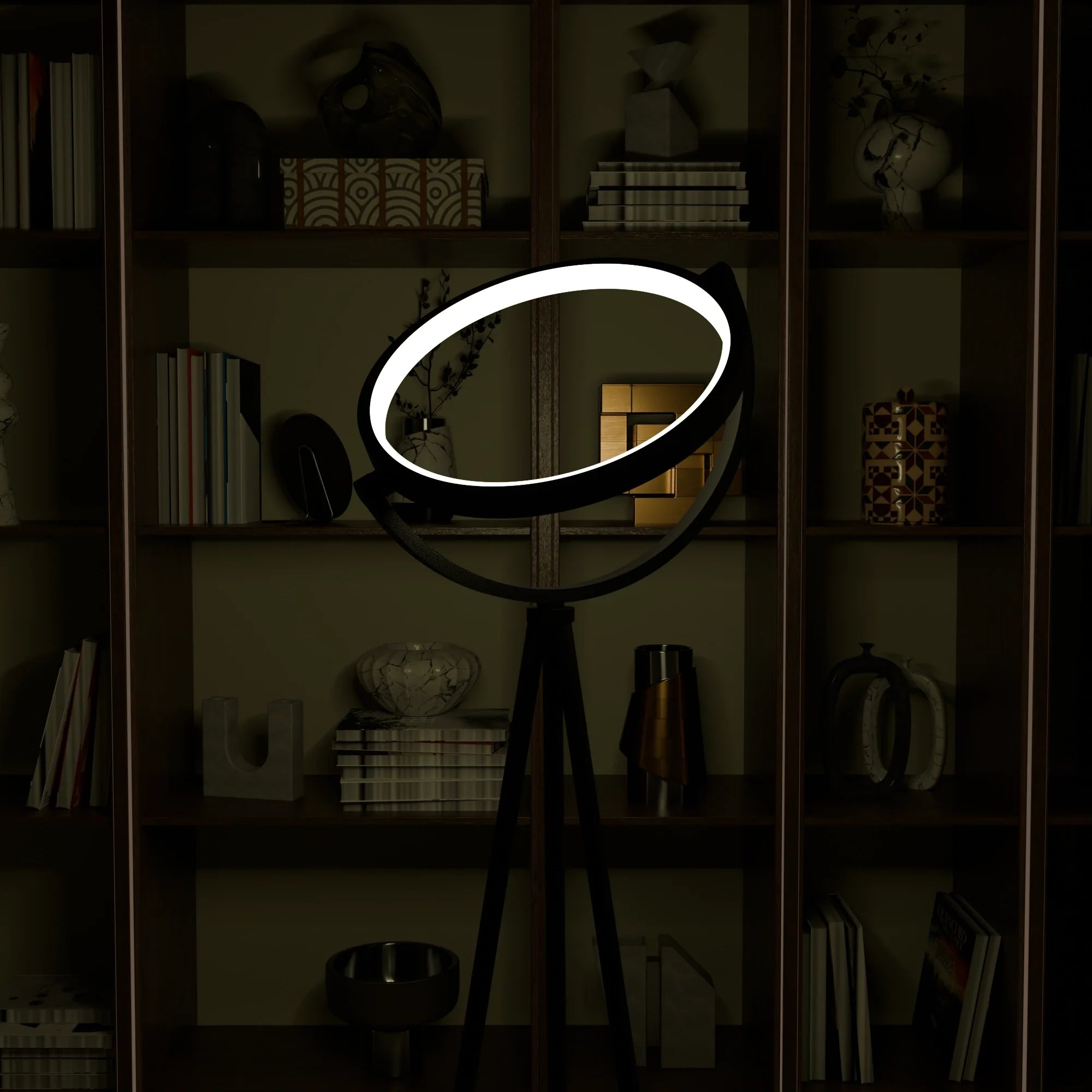 Modern White Halo Arc Floor Lamp for Living Room or Office Decor