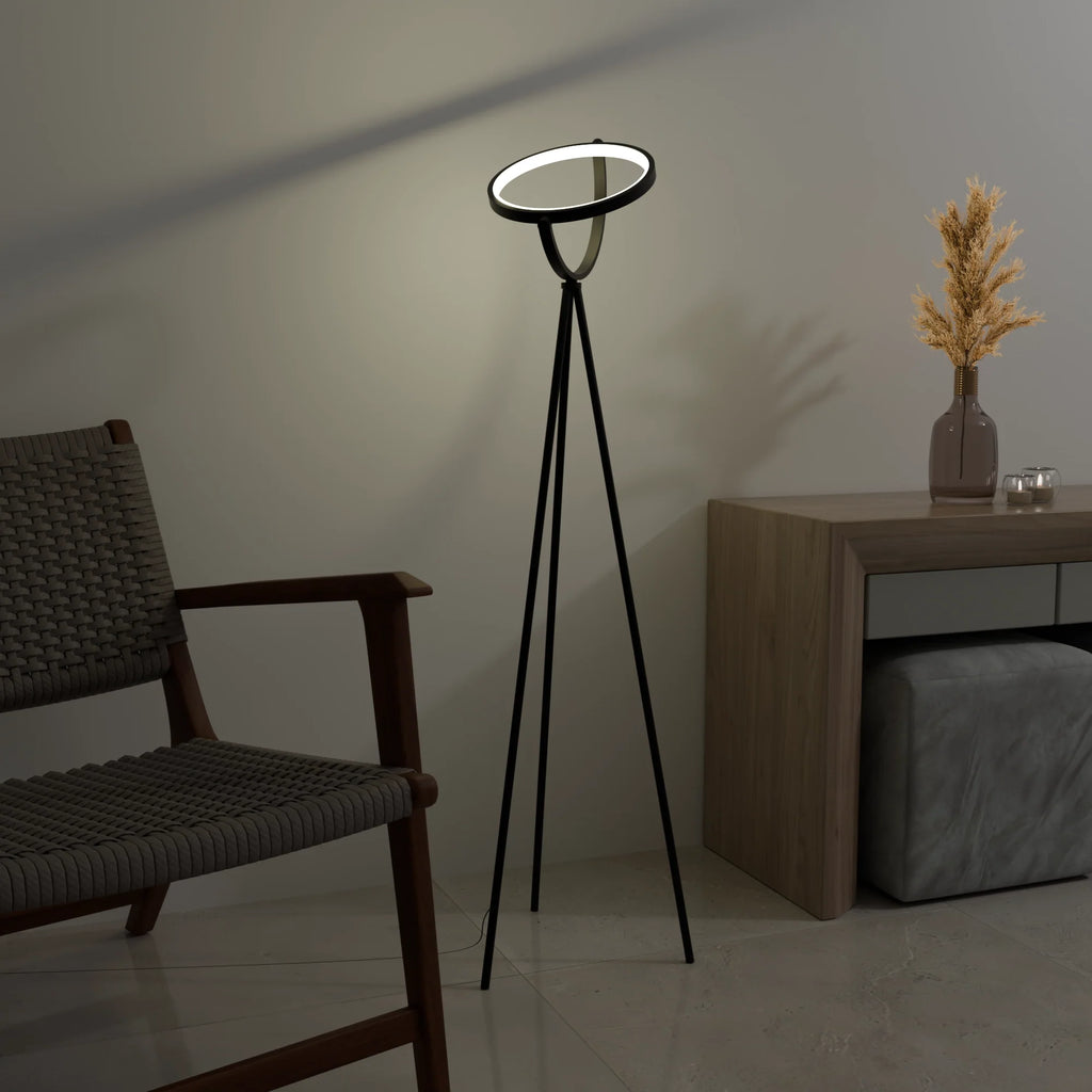 Contemporary Stylish White Metal Halo Floor Lamp for Living Room Decor